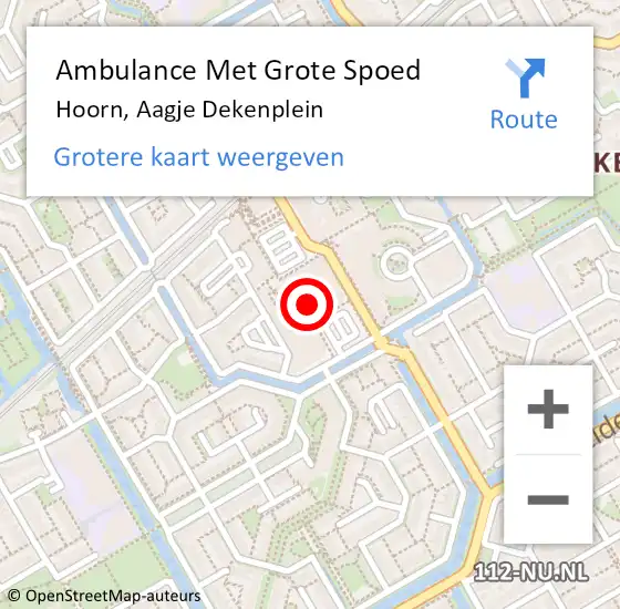 Locatie op kaart van de 112 melding: Ambulance Met Grote Spoed Naar Hoorn, Aagje Dekenplein op 2 september 2024 21:51