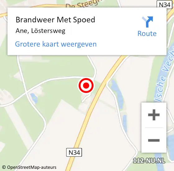 Locatie op kaart van de 112 melding: Brandweer Met Spoed Naar Ane, Löstersweg op 2 september 2024 21:56