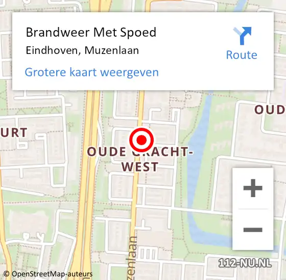 Locatie op kaart van de 112 melding: Brandweer Met Spoed Naar Eindhoven, Muzenlaan op 2 september 2024 21:57