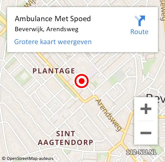 Locatie op kaart van de 112 melding: Ambulance Met Spoed Naar Beverwijk, Arendsweg op 2 september 2024 21:59