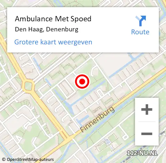 Locatie op kaart van de 112 melding: Ambulance Met Spoed Naar Den Haag, Denenburg op 2 september 2024 22:07