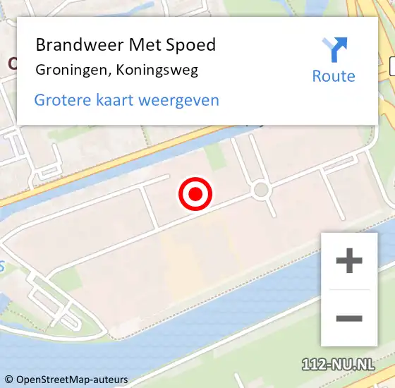 Locatie op kaart van de 112 melding: Brandweer Met Spoed Naar Groningen, Koningsweg op 2 september 2024 22:12