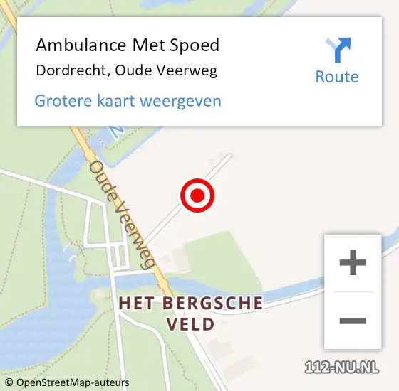 Locatie op kaart van de 112 melding: Ambulance Met Spoed Naar Dordrecht, Oude Veerweg op 2 september 2024 22:12