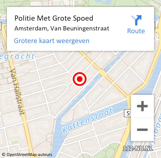 Locatie op kaart van de 112 melding: Politie Met Grote Spoed Naar Amsterdam, Van Beuningenstraat op 2 september 2024 22:40