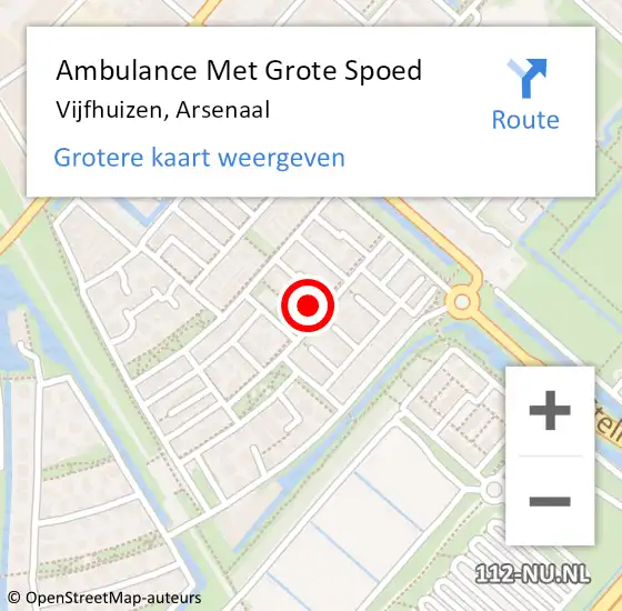 Locatie op kaart van de 112 melding: Ambulance Met Grote Spoed Naar Vijfhuizen, Arsenaal op 2 september 2024 22:59