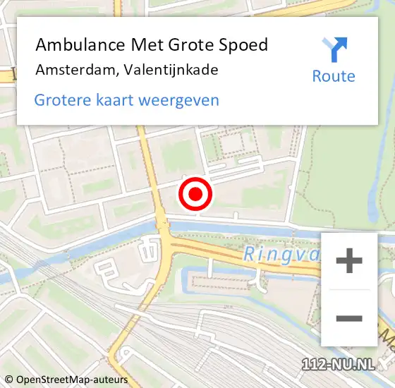 Locatie op kaart van de 112 melding: Ambulance Met Grote Spoed Naar Amsterdam, Valentijnkade op 2 september 2024 23:30