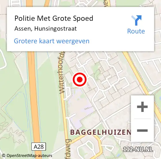 Locatie op kaart van de 112 melding: Politie Met Grote Spoed Naar Assen, Hunsingostraat op 2 september 2024 23:54