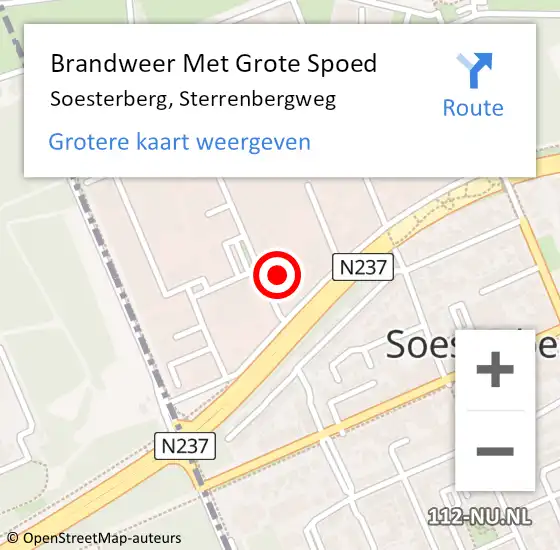 Locatie op kaart van de 112 melding: Brandweer Met Grote Spoed Naar Soesterberg, Sterrenbergweg op 3 september 2024 01:31