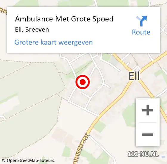 Locatie op kaart van de 112 melding: Ambulance Met Grote Spoed Naar Ell, Breeven op 3 september 2024 02:52