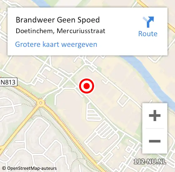 Locatie op kaart van de 112 melding: Brandweer Geen Spoed Naar Doetinchem, Mercuriusstraat op 3 september 2024 03:32