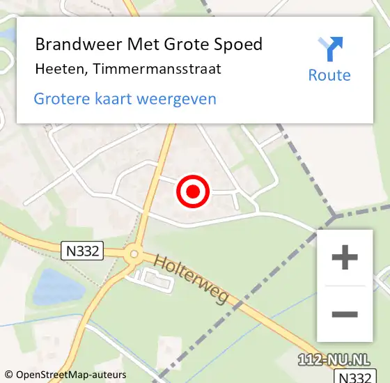 Locatie op kaart van de 112 melding: Brandweer Met Grote Spoed Naar Heeten, Timmermansstraat op 3 september 2024 03:34