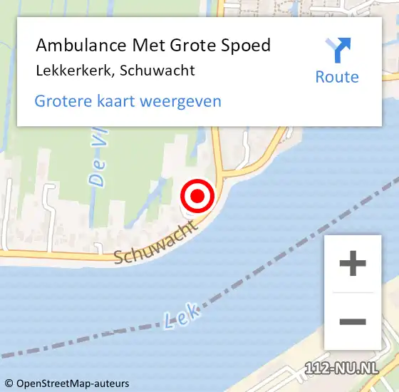 Locatie op kaart van de 112 melding: Ambulance Met Grote Spoed Naar Lekkerkerk, Schuwacht op 3 september 2024 03:42