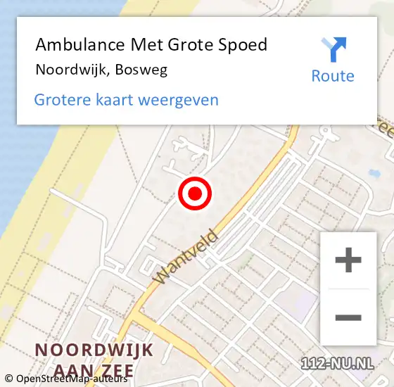 Locatie op kaart van de 112 melding: Ambulance Met Grote Spoed Naar Noordwijk, Bosweg op 3 september 2024 04:00