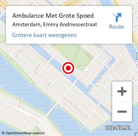 Locatie op kaart van de 112 melding: Ambulance Met Grote Spoed Naar Amsterdam, Emmy Andriessestraat op 3 september 2024 04:19