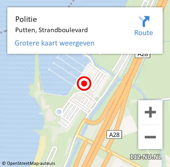 Locatie op kaart van de 112 melding: Politie Putten, Strandboulevard op 3 september 2024 05:57