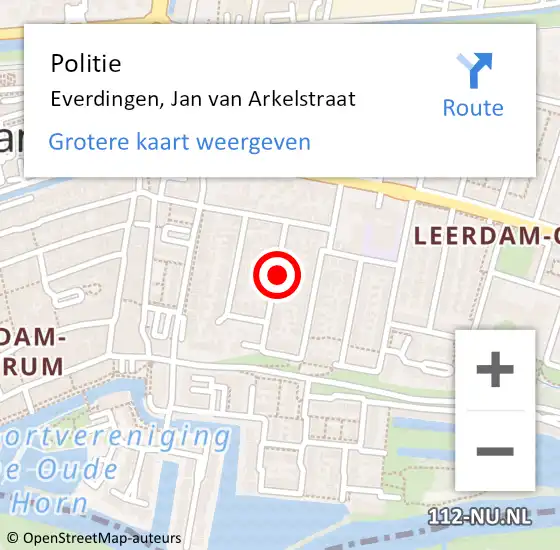 Locatie op kaart van de 112 melding: Politie Everdingen, Jan van Arkelstraat op 3 september 2024 06:09