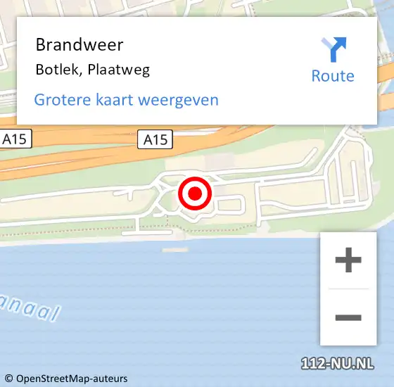 Locatie op kaart van de 112 melding: Brandweer Botlek, Plaatweg op 3 september 2024 06:10