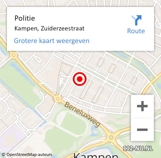 Locatie op kaart van de 112 melding: Politie Kampen, Zuiderzeestraat op 3 september 2024 06:34