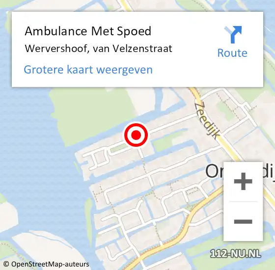 Locatie op kaart van de 112 melding: Ambulance Met Spoed Naar Wervershoof, van Velzenstraat op 3 september 2024 06:39