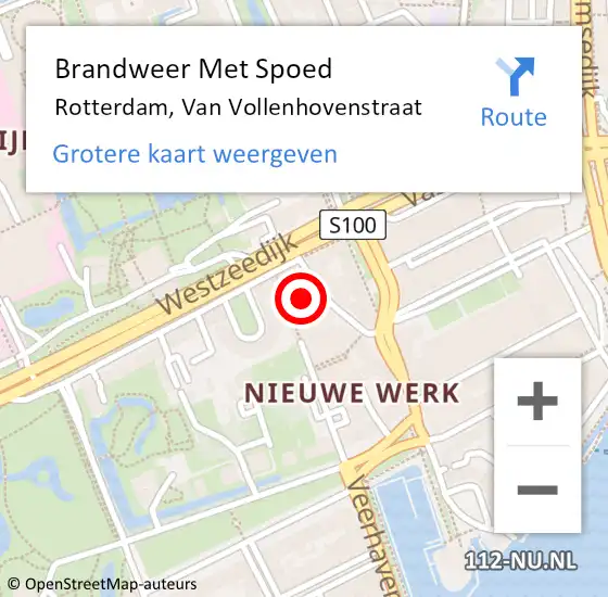 Locatie op kaart van de 112 melding: Brandweer Met Spoed Naar Rotterdam, Van Vollenhovenstraat op 3 september 2024 06:54