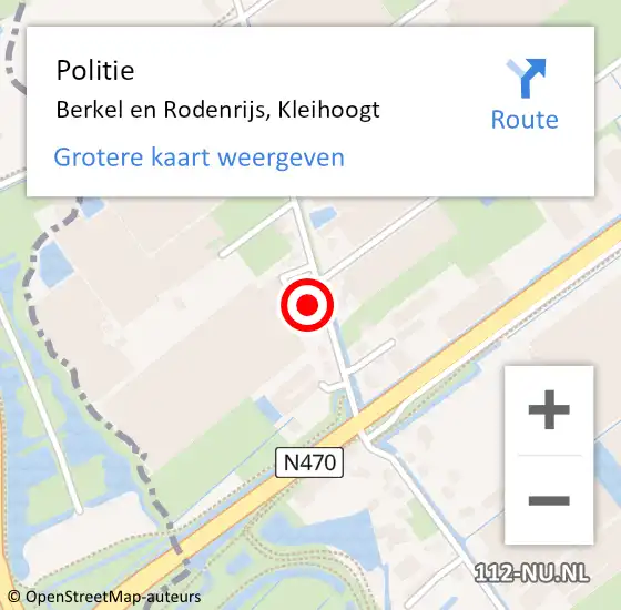 Locatie op kaart van de 112 melding: Politie Berkel en Rodenrijs, Kleihoogt op 3 september 2024 07:25