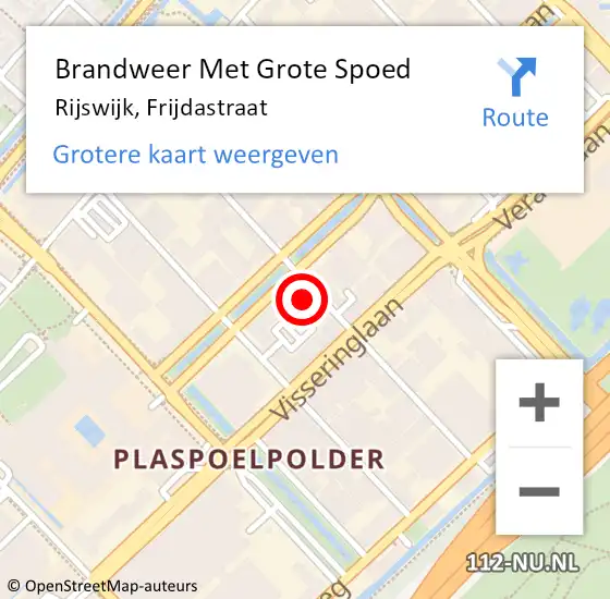 Locatie op kaart van de 112 melding: Brandweer Met Grote Spoed Naar Rijswijk, Frijdastraat op 3 september 2024 07:53