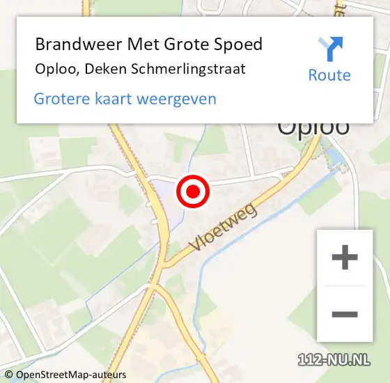 Locatie op kaart van de 112 melding: Brandweer Met Grote Spoed Naar Oploo, Deken Schmerlingstraat op 3 september 2024 08:04