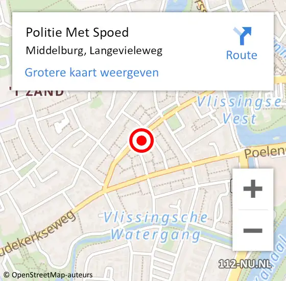 Locatie op kaart van de 112 melding: Politie Met Spoed Naar Middelburg, Langevieleweg op 3 september 2024 08:28