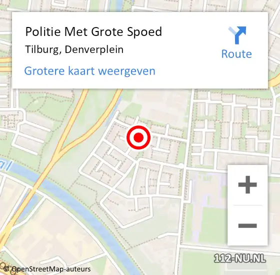 Locatie op kaart van de 112 melding: Politie Met Grote Spoed Naar Tilburg, Denverplein op 3 september 2024 08:32