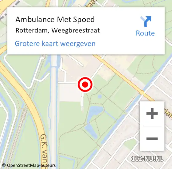 Locatie op kaart van de 112 melding: Ambulance Met Spoed Naar Rotterdam, Weegbreestraat op 3 september 2024 08:33