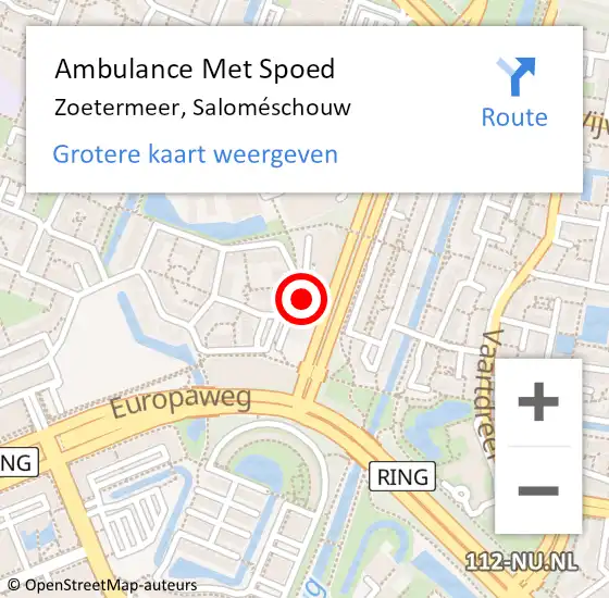 Locatie op kaart van de 112 melding: Ambulance Met Spoed Naar Zoetermeer, Saloméschouw op 3 september 2024 08:40