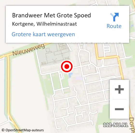 Locatie op kaart van de 112 melding: Brandweer Met Grote Spoed Naar Kortgene, Wilhelminastraat op 3 september 2024 08:46