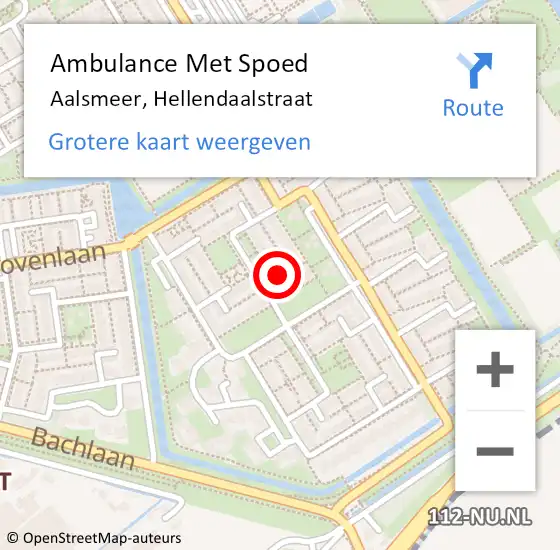 Locatie op kaart van de 112 melding: Ambulance Met Spoed Naar Aalsmeer, Hellendaalstraat op 3 september 2024 08:46