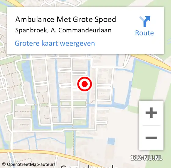 Locatie op kaart van de 112 melding: Ambulance Met Grote Spoed Naar Spanbroek, A. Commandeurlaan op 3 september 2024 08:52