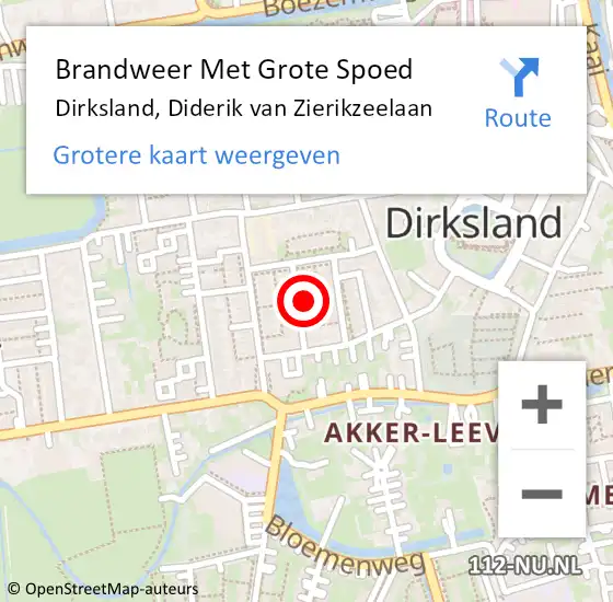 Locatie op kaart van de 112 melding: Brandweer Met Grote Spoed Naar Dirksland, Diderik van Zierikzeelaan op 3 september 2024 09:07