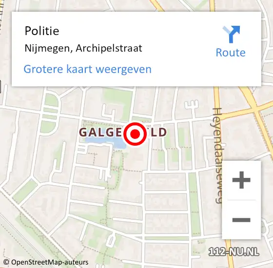 Locatie op kaart van de 112 melding: Politie Nijmegen, Archipelstraat op 3 september 2024 09:22