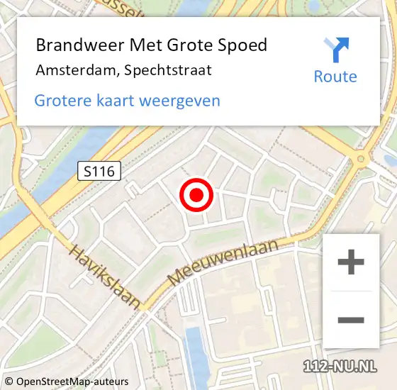 Locatie op kaart van de 112 melding: Brandweer Met Grote Spoed Naar Amsterdam, Spechtstraat op 3 september 2024 09:28