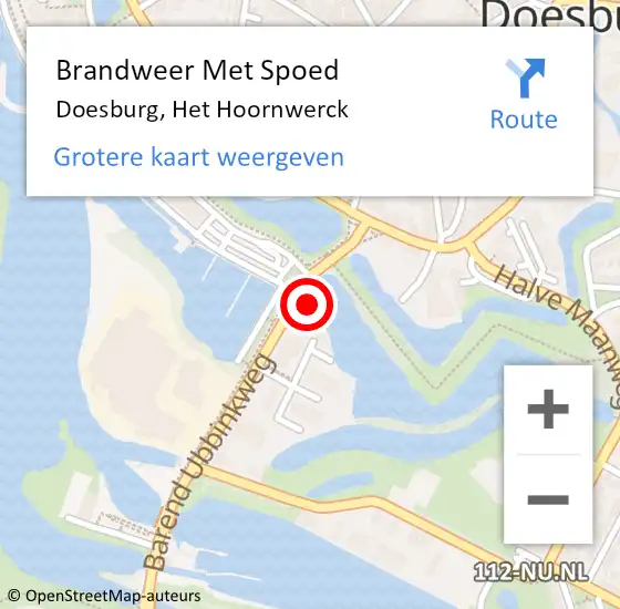 Locatie op kaart van de 112 melding: Brandweer Met Spoed Naar Doesburg, Het Hoornwerck op 3 september 2024 09:28