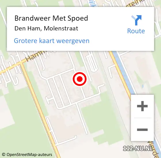 Locatie op kaart van de 112 melding: Brandweer Met Spoed Naar Den Ham, Molenstraat op 3 september 2024 09:39