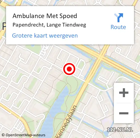 Locatie op kaart van de 112 melding: Ambulance Met Spoed Naar Papendrecht, Lange Tiendweg op 3 september 2024 09:44