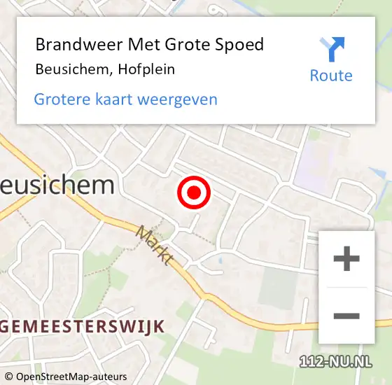 Locatie op kaart van de 112 melding: Brandweer Met Grote Spoed Naar Beusichem, Hofplein op 3 september 2024 09:54