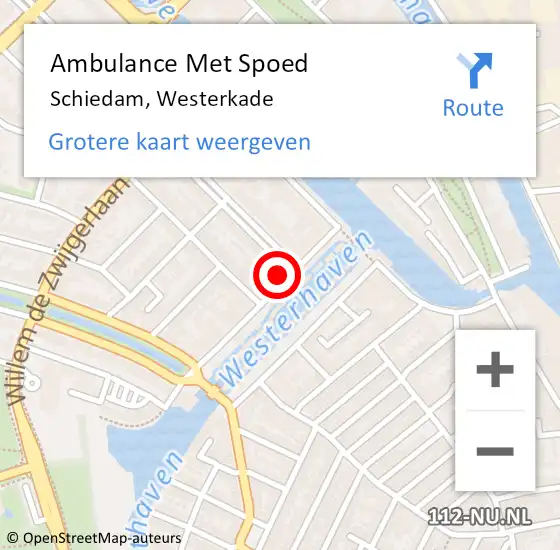 Locatie op kaart van de 112 melding: Ambulance Met Spoed Naar Schiedam, Westerkade op 3 september 2024 09:56