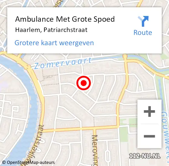 Locatie op kaart van de 112 melding: Ambulance Met Grote Spoed Naar Haarlem, Patriarchstraat op 3 september 2024 10:14