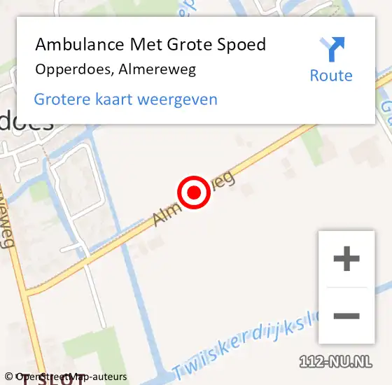 Locatie op kaart van de 112 melding: Ambulance Met Grote Spoed Naar Opperdoes, Almereweg op 3 september 2024 10:22