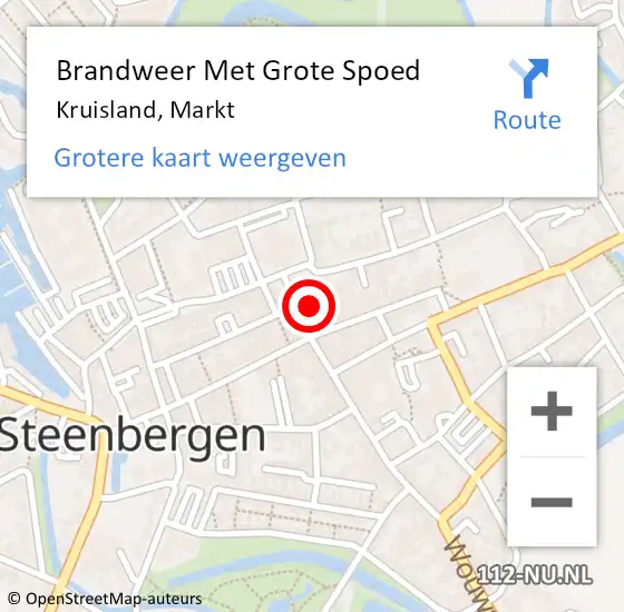 Locatie op kaart van de 112 melding: Brandweer Met Grote Spoed Naar Kruisland, Markt op 3 september 2024 10:38