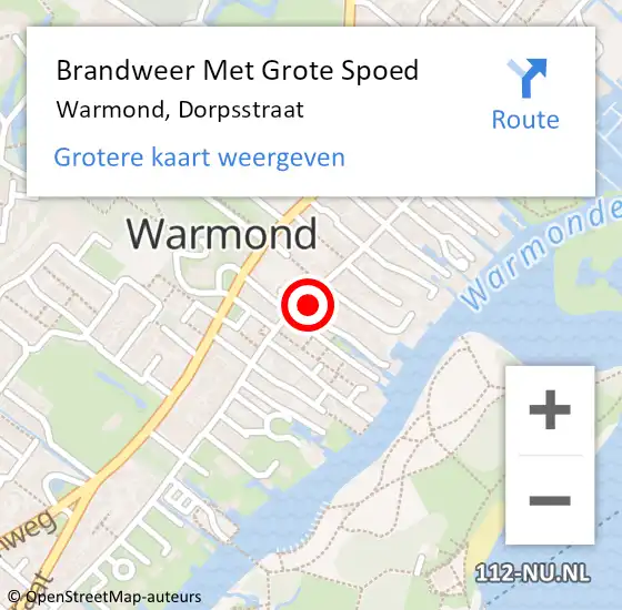 Locatie op kaart van de 112 melding: Brandweer Met Grote Spoed Naar Warmond, Dorpsstraat op 3 september 2024 10:38