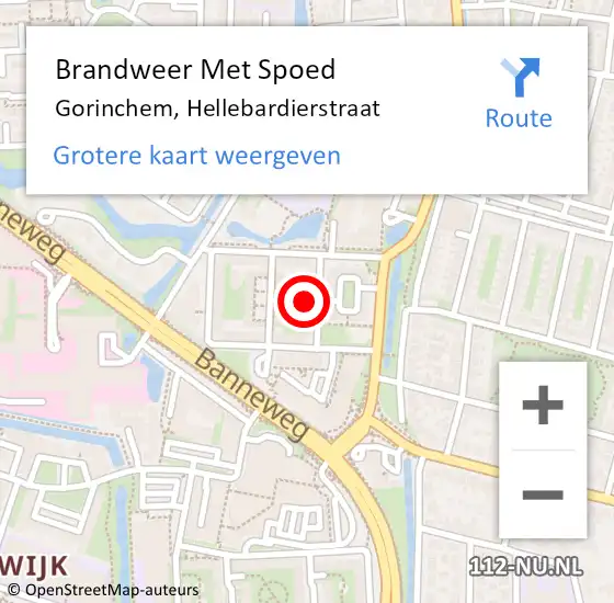 Locatie op kaart van de 112 melding: Brandweer Met Spoed Naar Gorinchem, Hellebardierstraat op 3 september 2024 10:42