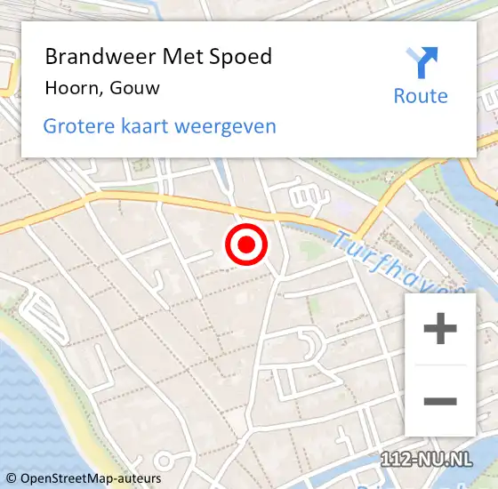 Locatie op kaart van de 112 melding: Brandweer Met Spoed Naar Hoorn, Gouw op 3 september 2024 10:47