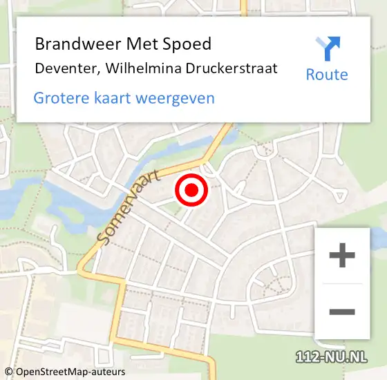 Locatie op kaart van de 112 melding: Brandweer Met Spoed Naar Deventer, Wilhelmina Druckerstraat op 3 september 2024 10:59