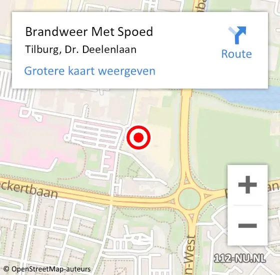 Locatie op kaart van de 112 melding: Brandweer Met Spoed Naar Tilburg, Dr. Deelenlaan op 3 september 2024 11:03